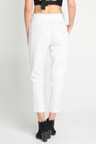 Striped Paper Bag Trousers With Self-Fabric Belt