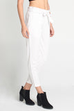 Striped Paper Bag Trousers With Self-Fabric Belt