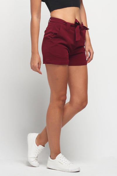 High Waist Fashion Shorts With Self-Fabric Belt
