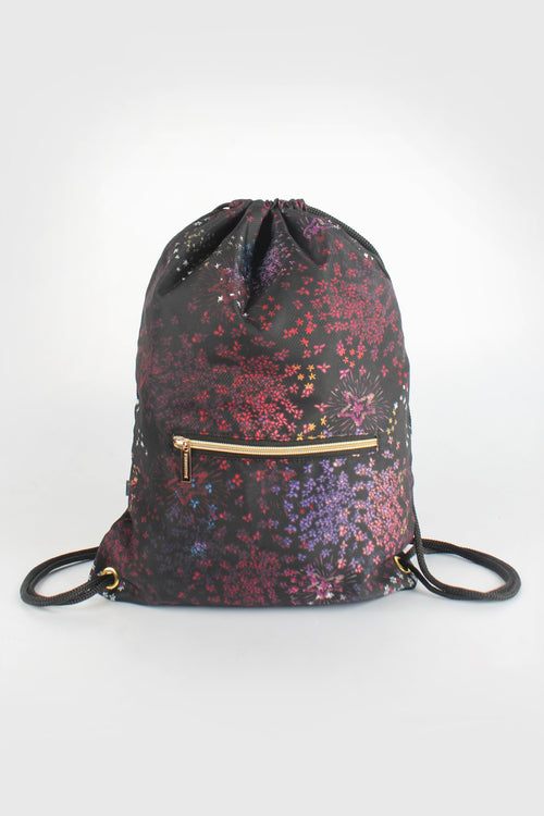 Drawstring Backpack with All-Over Floral Print