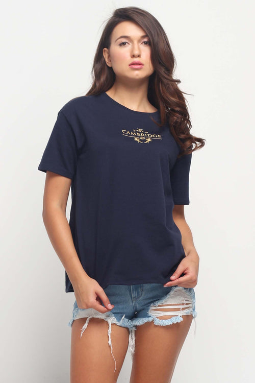 Boyfriend Fit Tee With Embroidery
