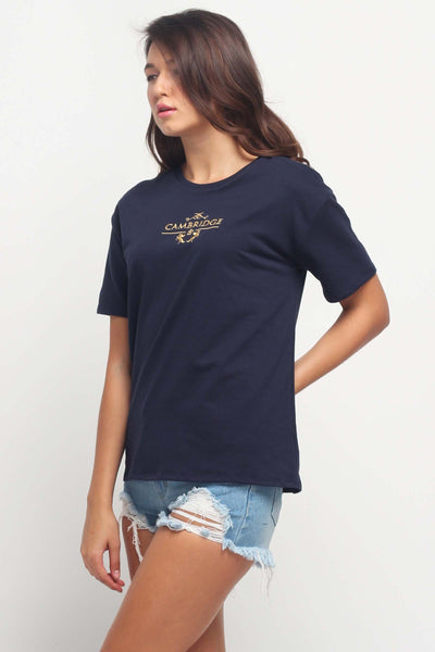 Boyfriend Fit Tee With Embroidery