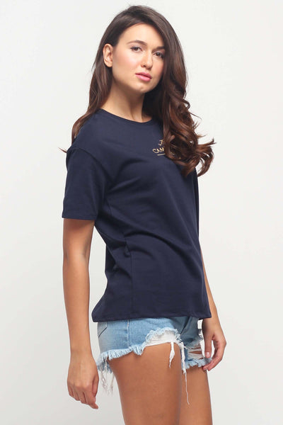 Boyfriend Fit Tee With Embroidery