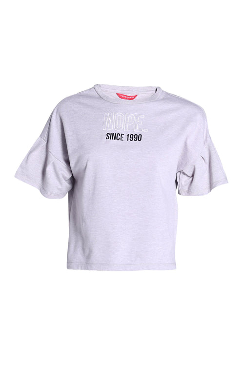 Women's Boxy Ruffled-Sleeve Tee With Graphic Print
