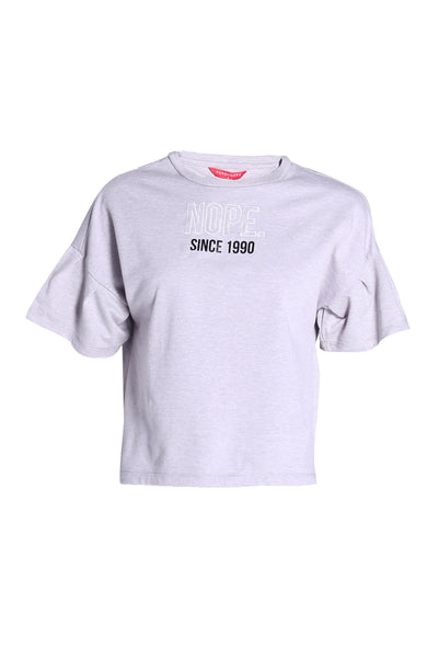 Women's Boxy Ruffled-Sleeve Tee With Graphic Print