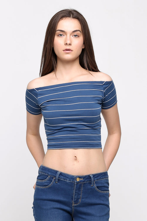 Off-shoulder Fitted Crop Tee