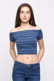 Off-shoulder Fitted Crop Tee