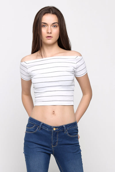 Off-shoulder Fitted Crop Tee