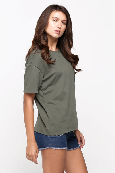 Textured Oversized Fit Tee with Pocket