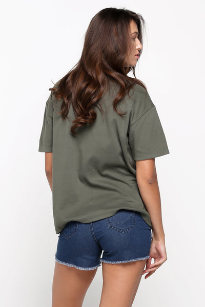 Textured Oversized Fit Tee with Pocket