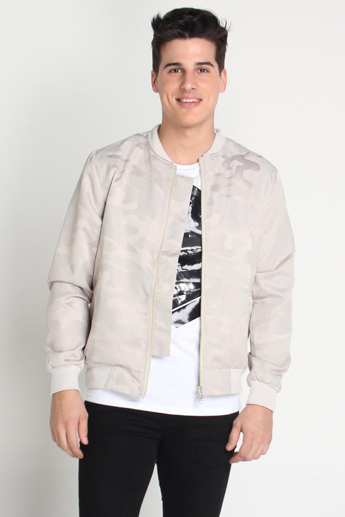 Textured Bomber Jacket With Zipper Detail