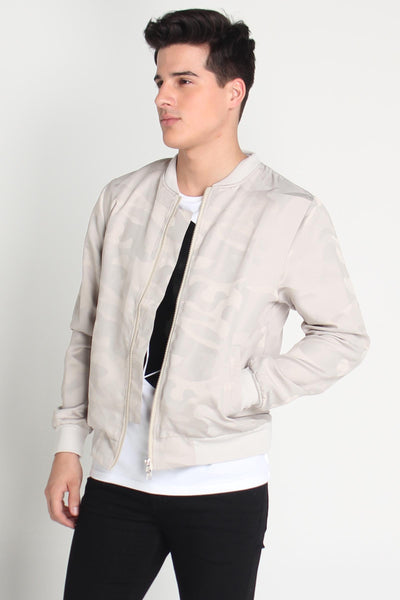 Textured Bomber Jacket With Zipper Detail