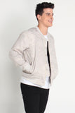 Textured Bomber Jacket With Zipper Detail