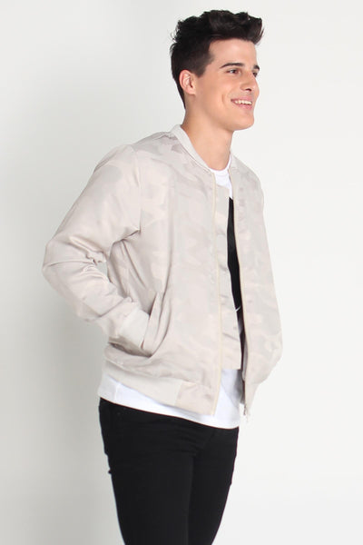 Textured Bomber Jacket With Zipper Detail