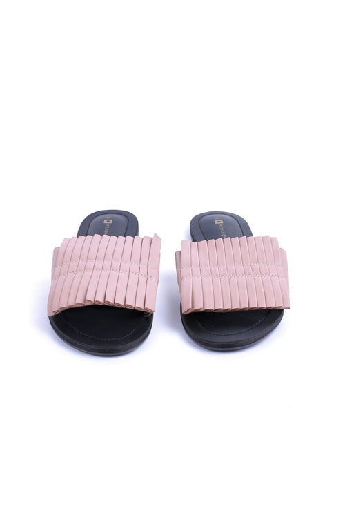 Pleated Slide Flat Sandals