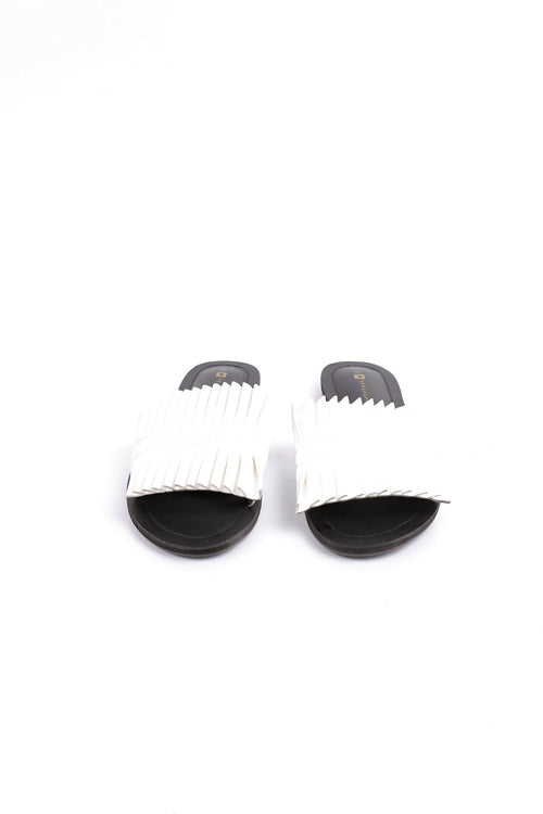 Pleated Slide Flat Sandals