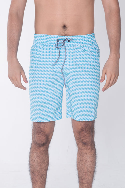 Regular Fit Board Shorts With Elasticised Waistband