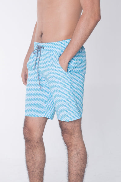 Regular Fit Board Shorts With Elasticised Waistband