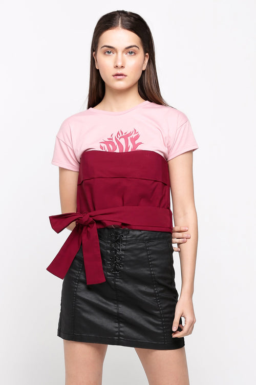 Tube Top With Self Fabric Tie Detail