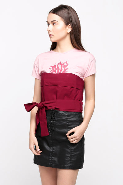 Tube Top With Self Fabric Tie Detail