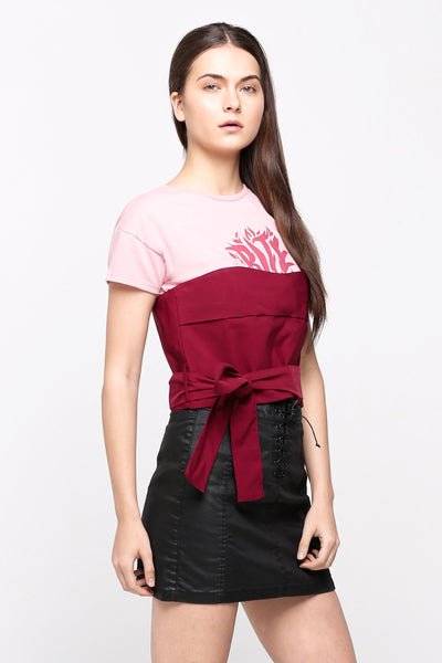 Tube Top With Self Fabric Tie Detail