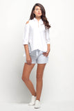 Poplin Shirt With Cold Shoulder Detail