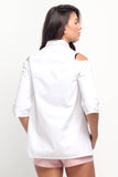 Poplin Shirt With Cold Shoulder Detail