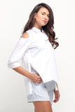 Poplin Shirt With Cold Shoulder Detail