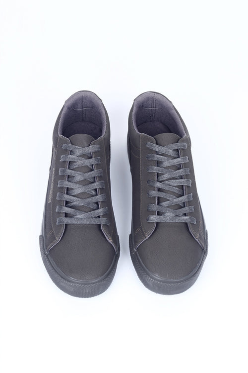 Synthetic Leather Lace-Up Sneakers