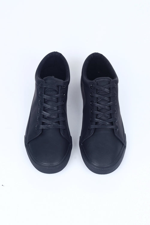 Synthetic Leather Lace-Up Sneakers