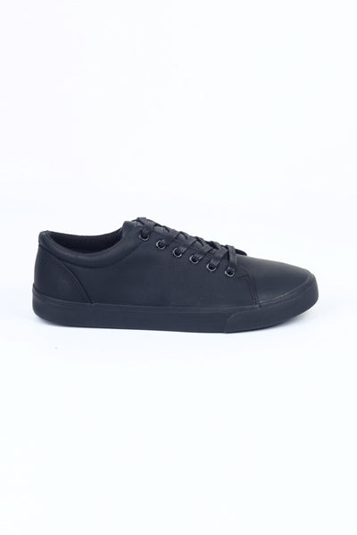 Synthetic Leather Lace-Up Sneakers