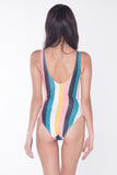 One-Piece Bathing Suit With Vertical Stripes