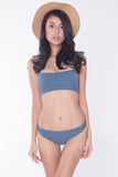 Textured Knit Bikini With Cut & Sew Panel
