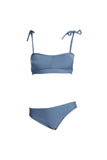Textured Knit Bikini With Cut & Sew Panel