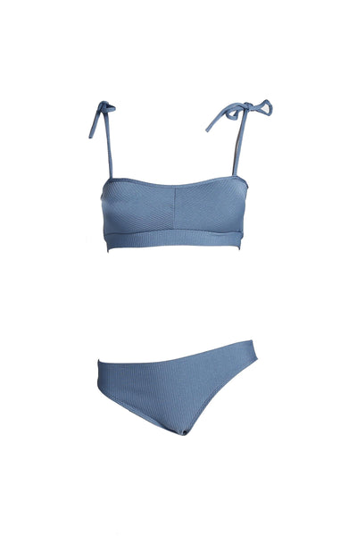 Textured Knit Bikini With Cut & Sew Panel