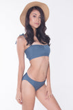 Textured Knit Bikini With Cut & Sew Panel