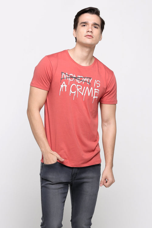 Semi Fit Tee With Graphic Print