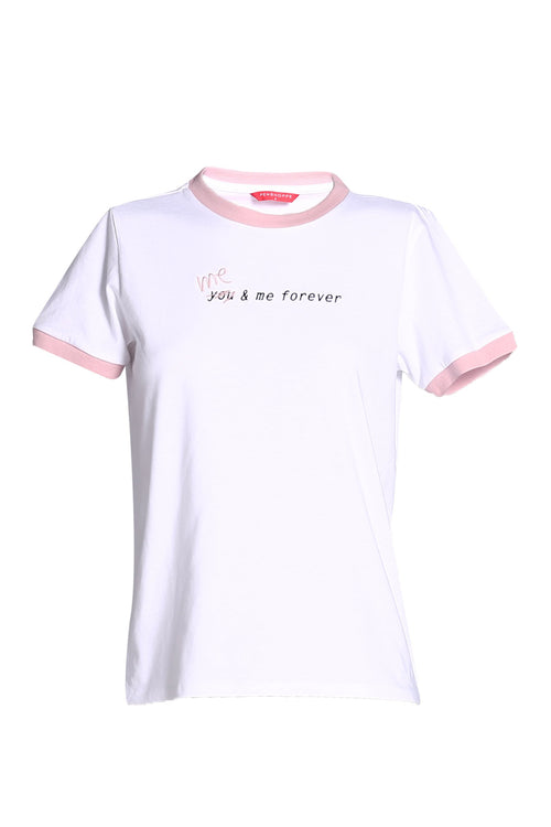 Women's Relaxed Fit Ringer Tee With Embroidery