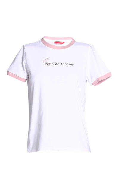 Women's Relaxed Fit Ringer Tee With Embroidery