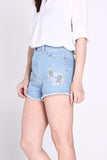 High Waist Cheeky Shorts With Floral Embroidery