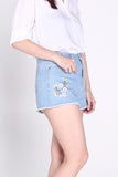 High Waist Cheeky Shorts With Floral Embroidery