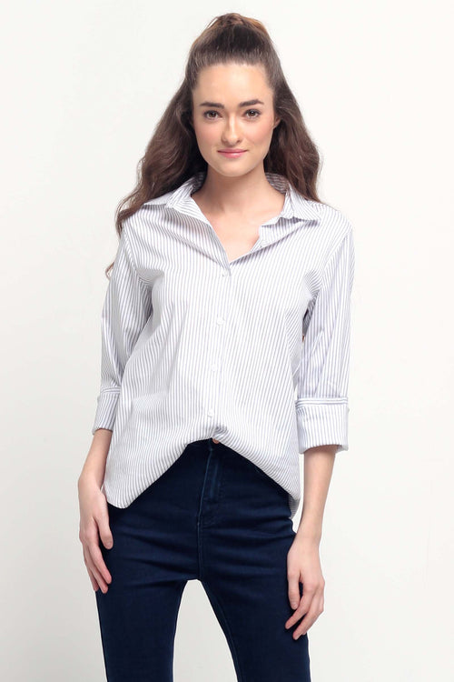 Long Sleeved Regular Fit Button-Down Poplin Shirt