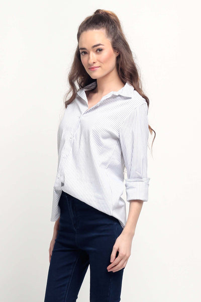 Long Sleeved Regular Fit Button-Down Poplin Shirt