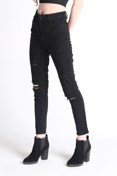 Super High Waist Jeans With Ripped Detail