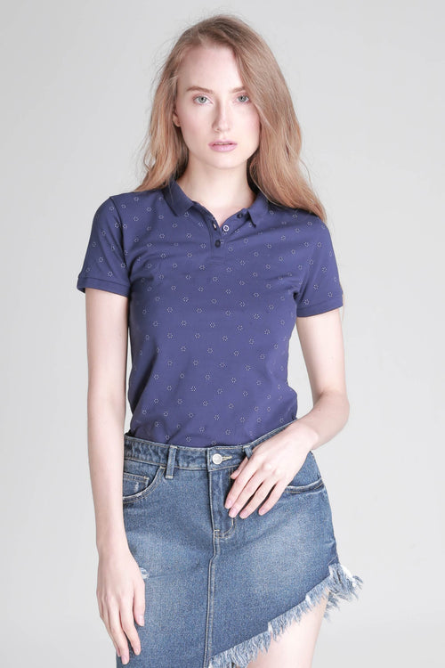 Semi Fit Polo Shirt With All-Over Print