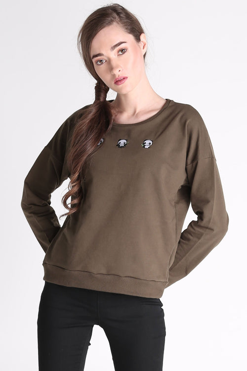 Relaxed Fit Pullover With Embroidery