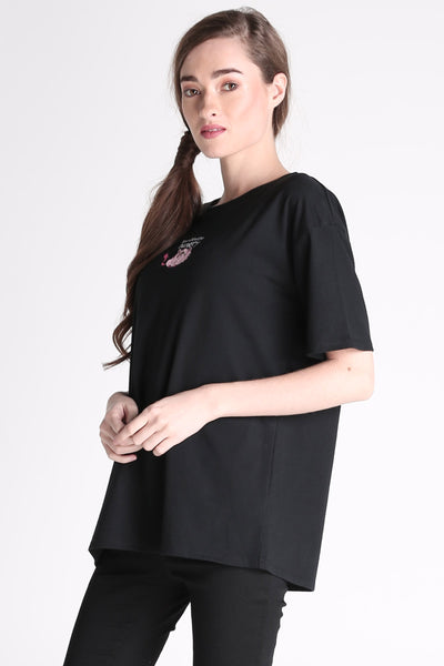 Boyfriend Fit Tee With Embroidery