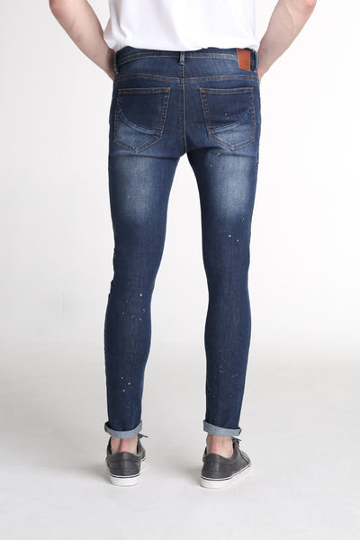 Skinny Fit Ripped Jeans With Paint Splats