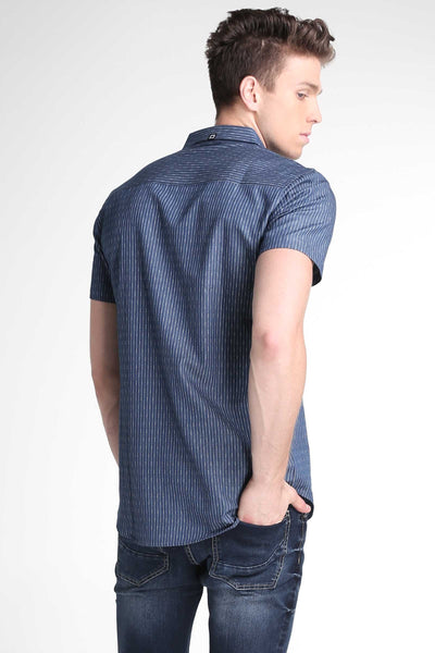 Chambray Shirt With All-Over Print