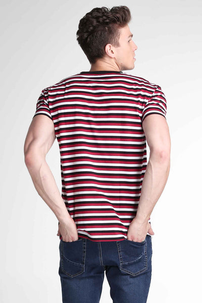 Striped Relaxed Fit Tee With Embroidery
